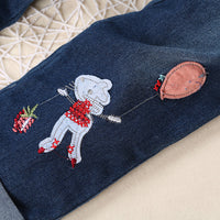 Load image into Gallery viewer, 2 Pieces Set Baby Kid Girls Letters Fruit Cartoon Print Tops And Embroidered Jeans Wholesale 22011411
