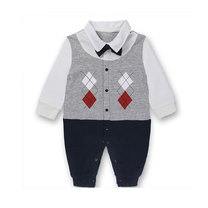 Baby Boys Color-blocking Bow Print Birthday Party Jumpsuits Wholesale 220114113