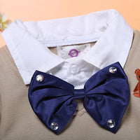 Load image into Gallery viewer, 2 Pieces Set Baby Kid Boys Cartoon Bow Embroidered Tops And Solid Color Jeans Wholesale 22011412
