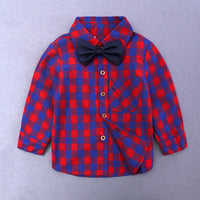 Load image into Gallery viewer, 3 Pieces Set Baby Kid Boys Letters Cartoon Print T-Shirts And Checked Bow Shirts And Ripped Jeans Wholesale 220114142
