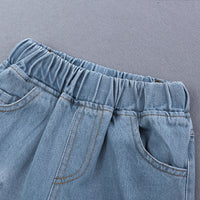 Load image into Gallery viewer, 3 Pieces Set Baby Kid Boys Letters Cartoon Print T-Shirts And Checked Bow Shirts And Ripped Jeans Wholesale 220114142
