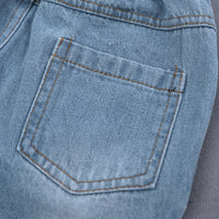 Load image into Gallery viewer, 3 Pieces Set Baby Kid Boys Letters Cartoon Print T-Shirts And Checked Bow Shirts And Ripped Jeans Wholesale 220114142
