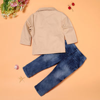 Load image into Gallery viewer, 3 Pieces Set Baby Kid Boys Solid Color Blazers Tops And Jeans Wholesale 22011417
