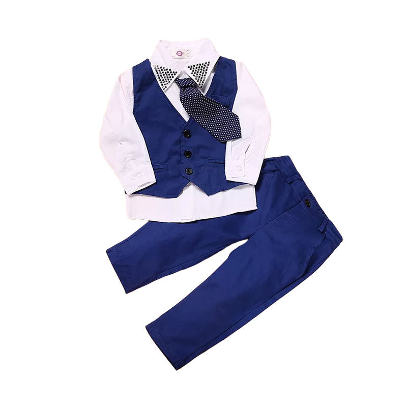 3 Pieces Set Baby Kid Boys Solid Color Vests&Waistcoats Shirts And Trousers Wholesale 22011419