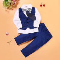 Load image into Gallery viewer, 3 Pieces Set Baby Kid Boys Solid Color Vests&amp;Waistcoats Shirts And Trousers Wholesale 22011419
