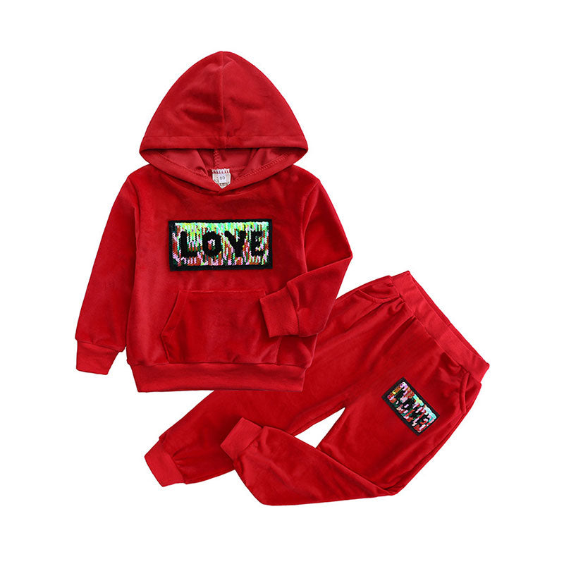 2 Pieces Set Baby Kid Unisex Letters Wings Print Hoodies Swearshirts And Color-blocking Pants Wholesale 263011881