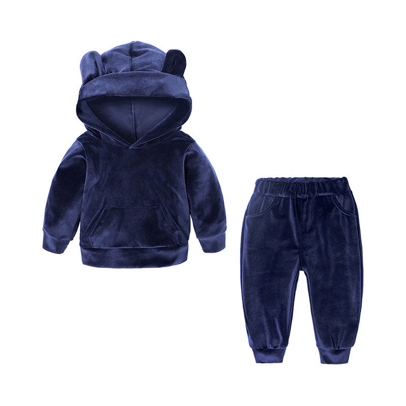 2 Pieces Set Baby Kid Unisex Color-blocking Hoodies Swearshirts And Ribbon Pants Wholesale 220114201
