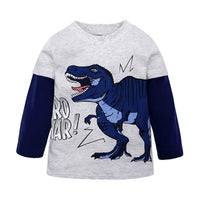 Load image into Gallery viewer, Baby Kid Boys Letters Color-blocking Dinosaur Cartoon Print Tops Wholesale 220114206
