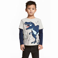 Load image into Gallery viewer, Baby Kid Boys Letters Color-blocking Dinosaur Cartoon Print Tops Wholesale 220114206
