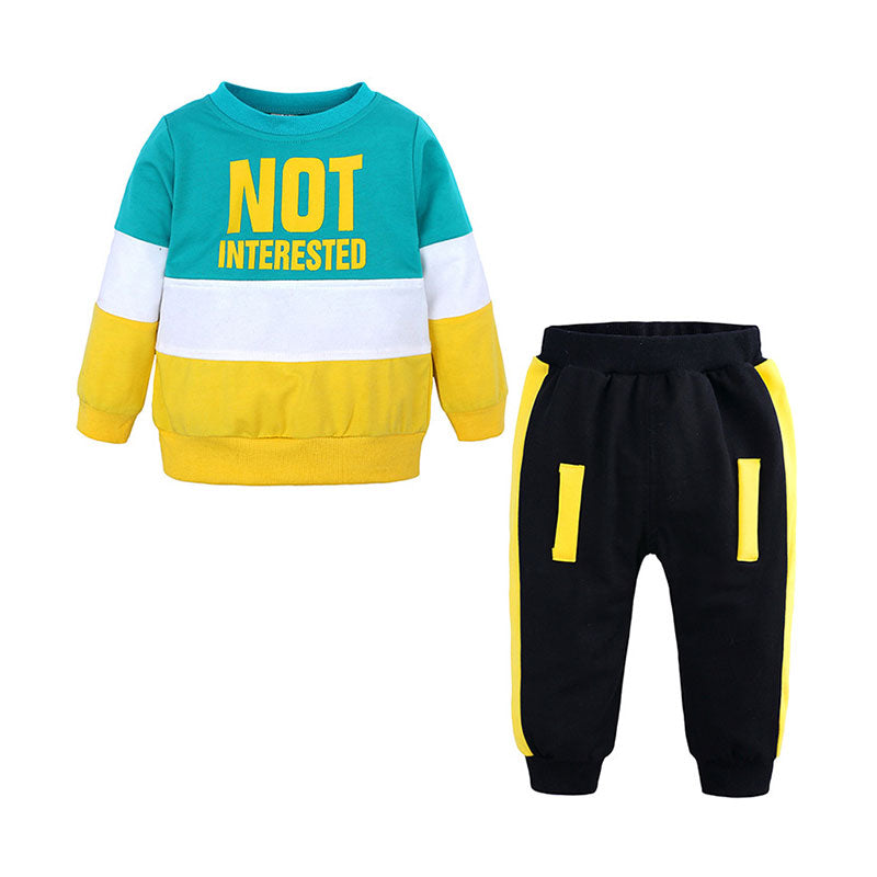 2 Pieces Set Baby Kid Boys Letters Tops And Color-blocking Pants Wholesale 220114223