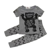 Load image into Gallery viewer, 2 Pieces Set Baby Unisex Letters Print Tops And Cartoon Pants Sleepwears Wholesale 22011423
