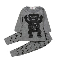 Load image into Gallery viewer, 2 Pieces Set Baby Unisex Letters Print Tops And Cartoon Pants Sleepwears Wholesale 22011423
