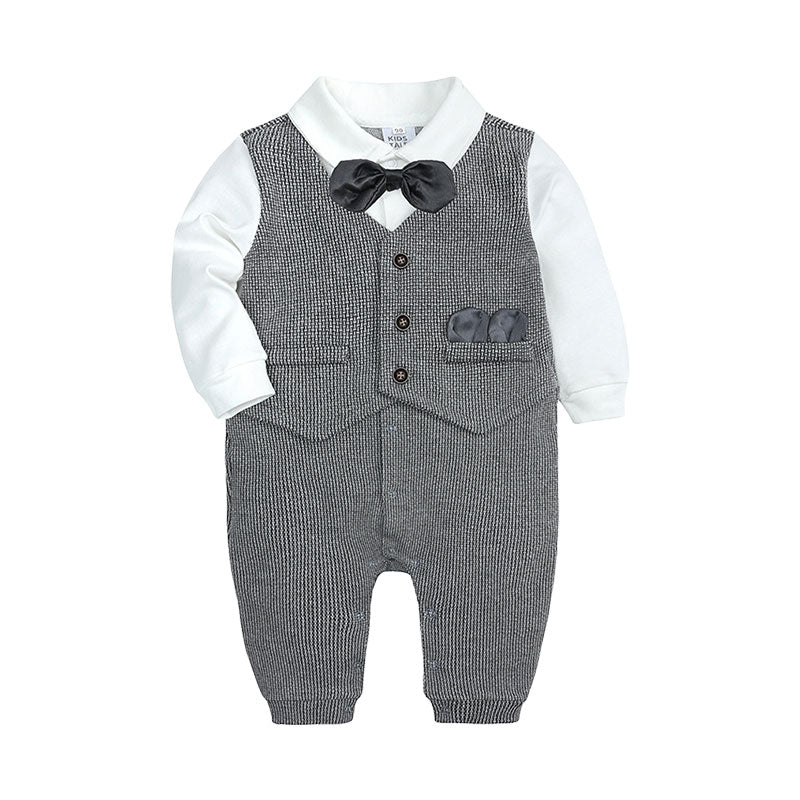 Baby Boys Striped Color-blocking Checked Bow Birthday Party Jumpsuits Wholesale 220114237