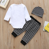 Load image into Gallery viewer, 3 Pieces Set Baby Unisex Halloween Letters Print Rompers And Striped Pants And Hats Wholesale 220114280

