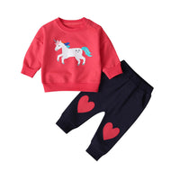 Load image into Gallery viewer, 2 Pieces Set Baby Kid Unisex Cartoon Print Tops And Love heart Pants Wholesale 220114344
