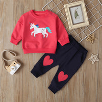 Load image into Gallery viewer, 2 Pieces Set Baby Kid Unisex Cartoon Print Tops And Love heart Pants Wholesale 220114344
