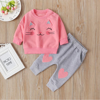 Load image into Gallery viewer, 2 Pieces Set Baby Kid Unisex Cartoon Print Tops And Love heart Pants Wholesale 220114344
