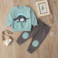 Load image into Gallery viewer, 2 Pieces Set Baby Kid Unisex Cartoon Print Tops And Love heart Pants Wholesale 220114344

