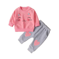 Load image into Gallery viewer, 2 Pieces Set Baby Kid Unisex Cartoon Print Tops And Love heart Pants Wholesale 220114344
