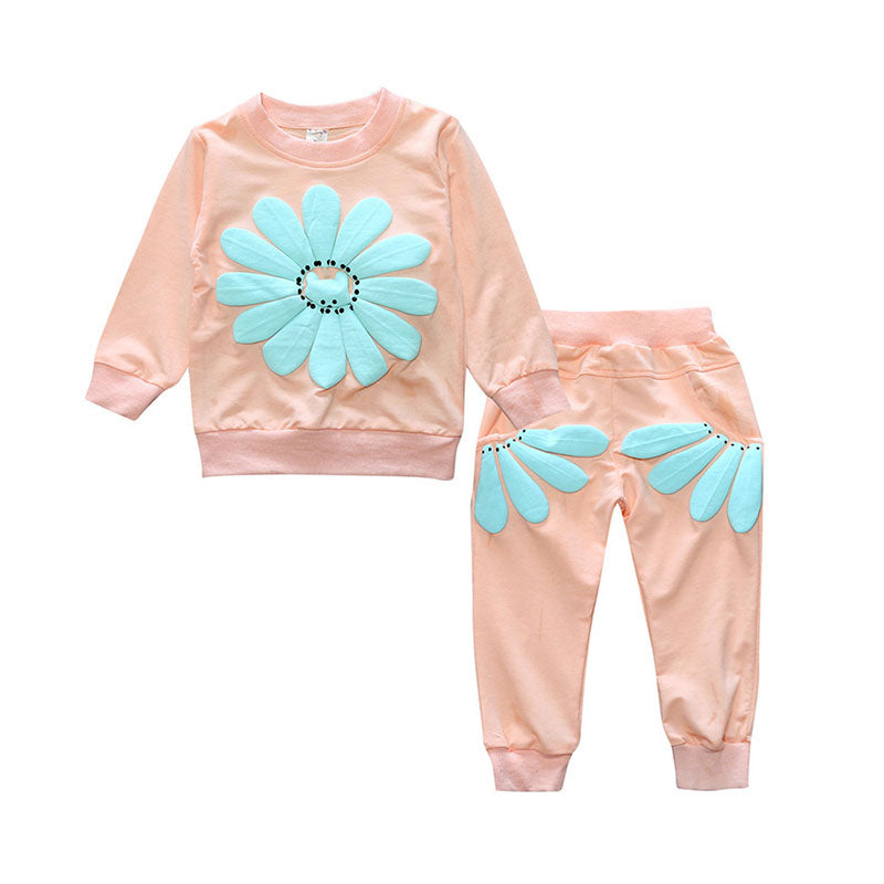 2 Pieces Set Baby Kid Girls Flower Animals Print Tops And Pants Wholesale 22011435