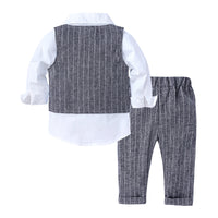 Load image into Gallery viewer, 3 Pieces Set Baby Kid Boys Solid Color Shirts Striped Vests Waistcoats And Pants Wholesale 220114393
