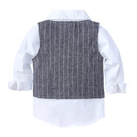 Load image into Gallery viewer, 3 Pieces Set Baby Kid Boys Solid Color Shirts Striped Vests Waistcoats And Pants Wholesale 220114393
