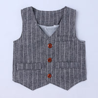 Load image into Gallery viewer, 3 Pieces Set Baby Kid Boys Solid Color Shirts Striped Vests Waistcoats And Pants Wholesale 220114393
