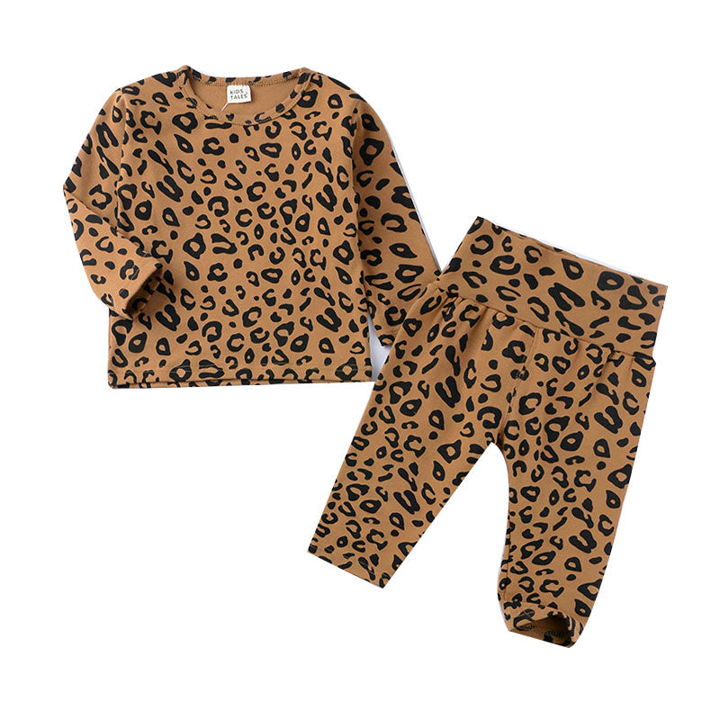 2 Pieces Set Baby Kid Girls Boys Leopard Tops And Pants Wholesale 220114395