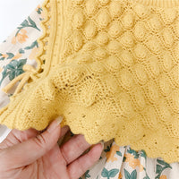 Load image into Gallery viewer, Baby Kid Girls Solid Color Crochet Vests&amp;Waistcoats And Flower Print Dresses Wholesale 220114475
