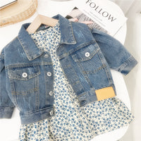 Load image into Gallery viewer, Baby Kid Girls Solid Color Jackets Outwears And Flower Print Dresses Wholesale 220114489
