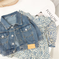 Load image into Gallery viewer, Baby Kid Girls Solid Color Jackets Outwears And Flower Print Dresses Wholesale 220114489
