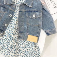 Load image into Gallery viewer, Baby Kid Girls Solid Color Jackets Outwears And Flower Print Dresses Wholesale 220114489
