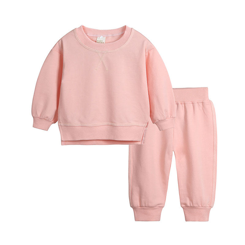 2 Pieces Set Baby Kid Girls Solid Color Tops And Pants Wholesale 220114508