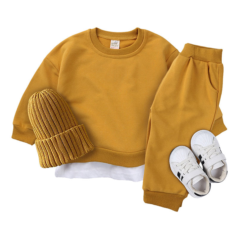 2 Pieces Set Baby Kid Unisex Solid Color Tops And Pants Wholesale 220114509