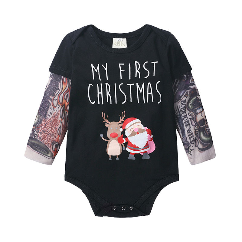 Baby Unisex Letters Cartoon Star Print Christmas Rompers Wholesale 220114514