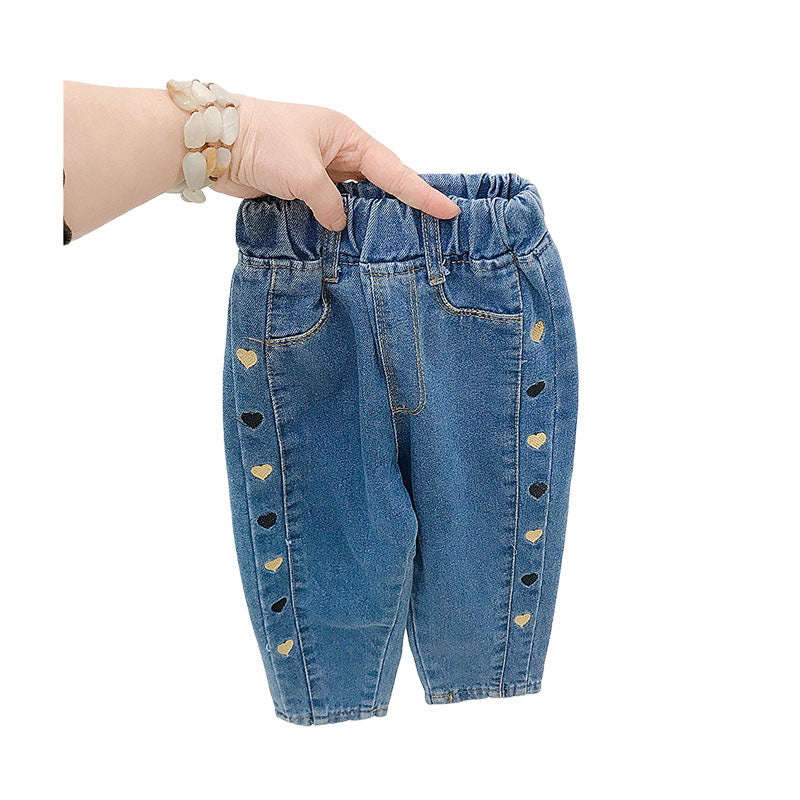 Baby Kid Girls Love heart Embroidered Pants Wholesale 220114539