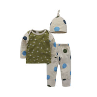 Load image into Gallery viewer, 3 Pieces Set Baby Kid Boys Striped Letters Polka dots Animals Cartoon Print Tops And Pants Sleepwears And Hats Wholesale 22011468
