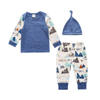 Load image into Gallery viewer, 3 Pieces Set Baby Kid Boys Striped Letters Polka dots Animals Cartoon Print Tops And Pants Sleepwears And Hats Wholesale 22011468
