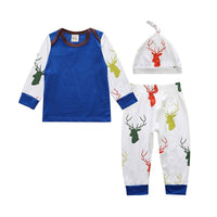 Load image into Gallery viewer, 3 Pieces Set Baby Kid Boys Striped Letters Polka dots Animals Cartoon Print Tops And Pants Sleepwears And Hats Wholesale 22011468
