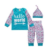 Load image into Gallery viewer, 3 Pieces Set Baby Kid Boys Striped Letters Polka dots Animals Cartoon Print Tops And Pants Sleepwears And Hats Wholesale 22011468
