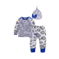 Load image into Gallery viewer, 3 Pieces Set Baby Kid Boys Striped Letters Polka dots Animals Cartoon Print Tops And Pants Sleepwears And Hats Wholesale 22011468

