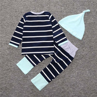 Load image into Gallery viewer, 3 Pieces Set Baby Kid Boys Striped Letters Polka dots Animals Cartoon Print Tops And Pants Sleepwears And Hats Wholesale 22011468
