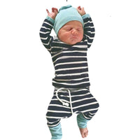 Load image into Gallery viewer, 3 Pieces Set Baby Kid Boys Striped Letters Polka dots Animals Cartoon Print Tops And Pants Sleepwears And Hats Wholesale 22011468
