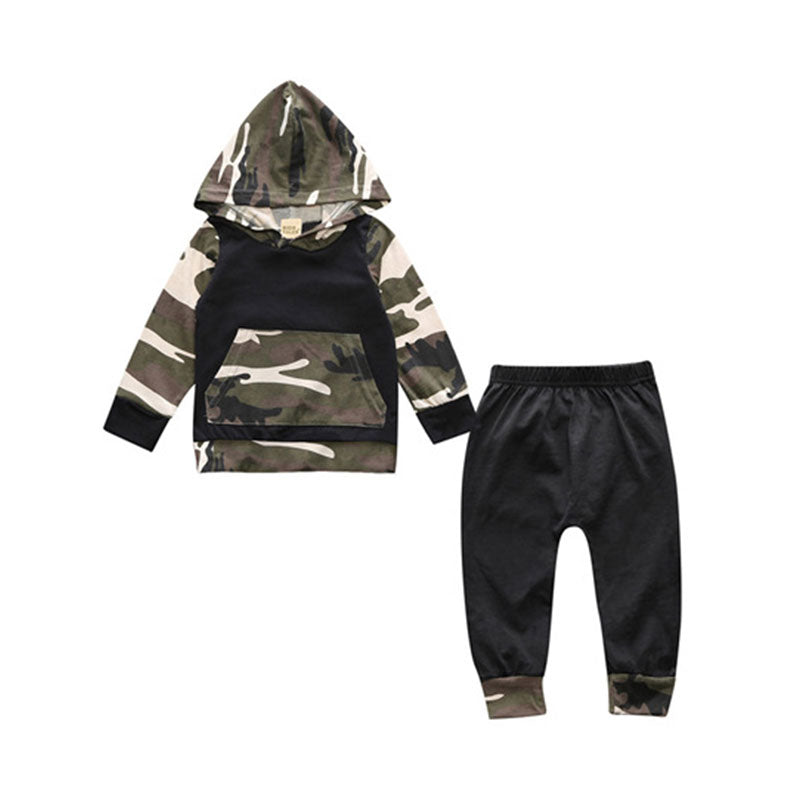 2 Pieces Set Baby Boys Solid Color Hoodies Swearshirts And Pants Wholesale 22011475