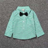 Load image into Gallery viewer, 2 Pieces Set Baby Boys Polka dots Checked Bow Shirts And Solid Color Jumpsuits Wholesale 22011480
