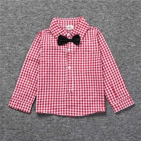 Load image into Gallery viewer, 2 Pieces Set Baby Boys Polka dots Checked Bow Shirts And Solid Color Jumpsuits Wholesale 22011480
