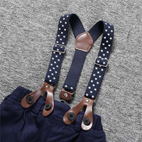 Load image into Gallery viewer, 2 Pieces Set Baby Boys Polka dots Checked Bow Shirts And Solid Color Jumpsuits Wholesale 22011480
