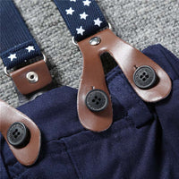 Load image into Gallery viewer, 2 Pieces Set Baby Boys Polka dots Checked Bow Shirts And Solid Color Jumpsuits Wholesale 22011480
