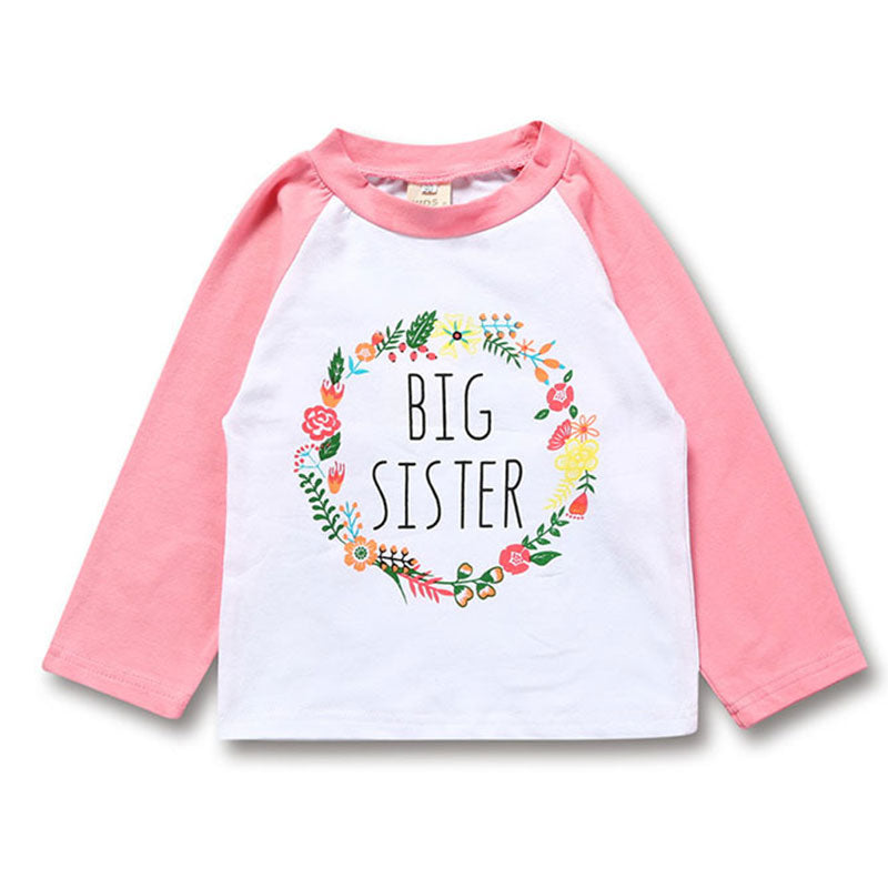 Baby Kid Girls Letters Color-blocking Print Tops Wholesale 22011481