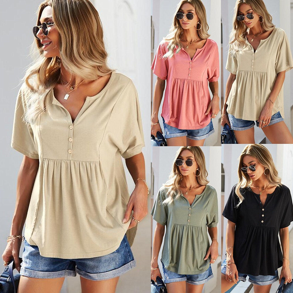 Women Solid Color T-Shirts Wholesale 220118460